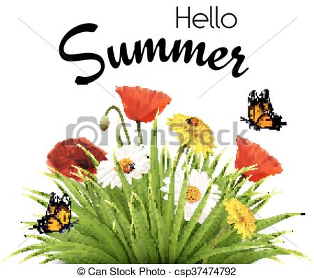 450x398 Happy Summer Holidays Background With Flowers And Eps Vectors