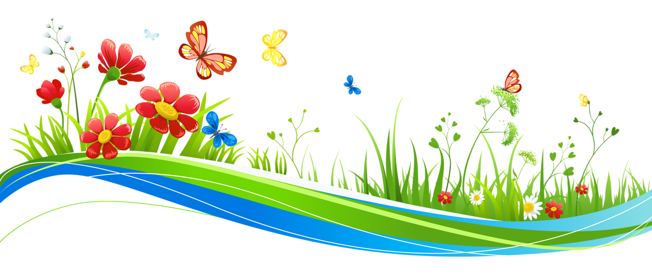 1280x546 Transparent Decoration With Flowers And Butterflies Png Picture