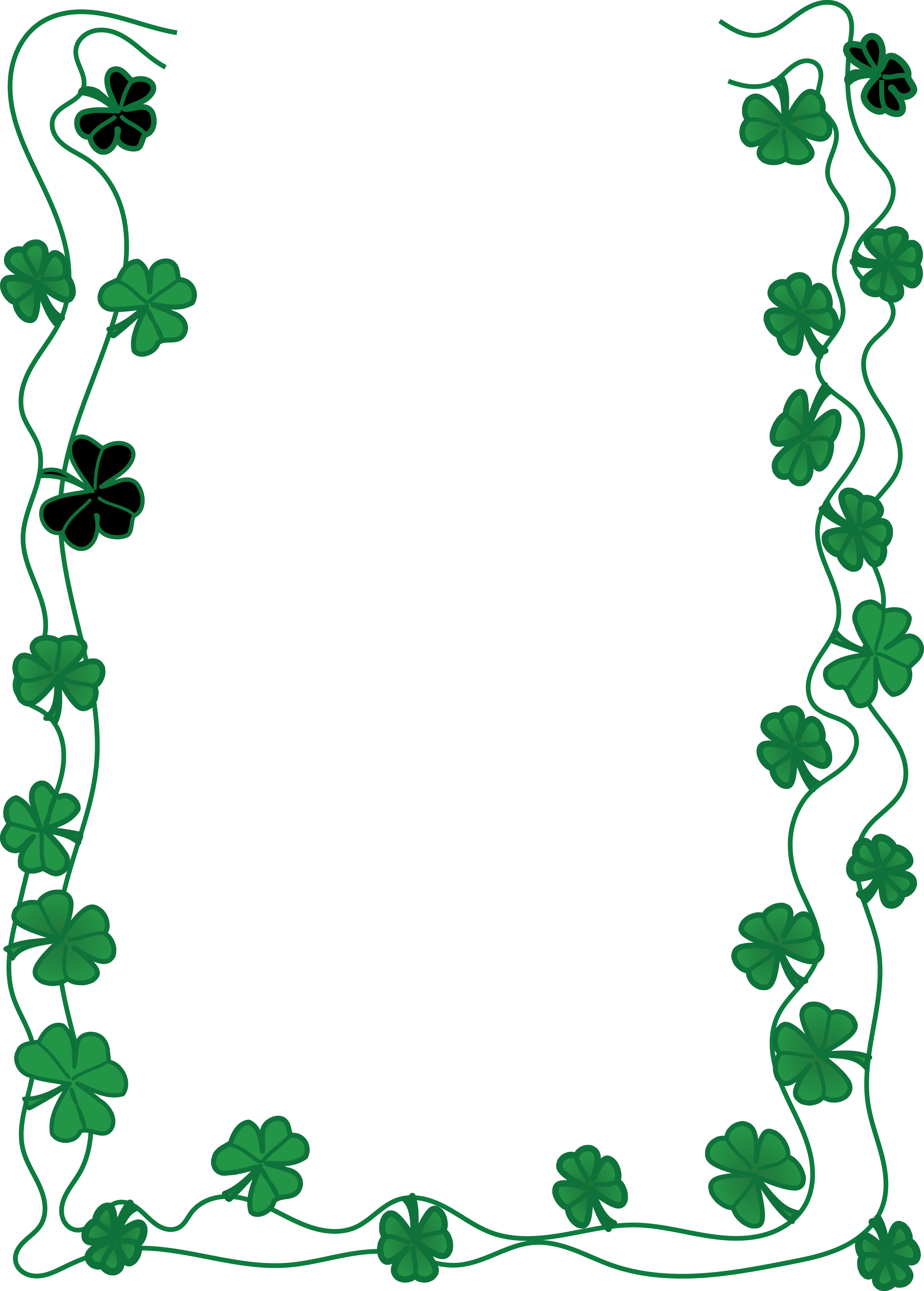 4000x5589 Free Clipart Of A St Patricks Day Shamrock Clover Border