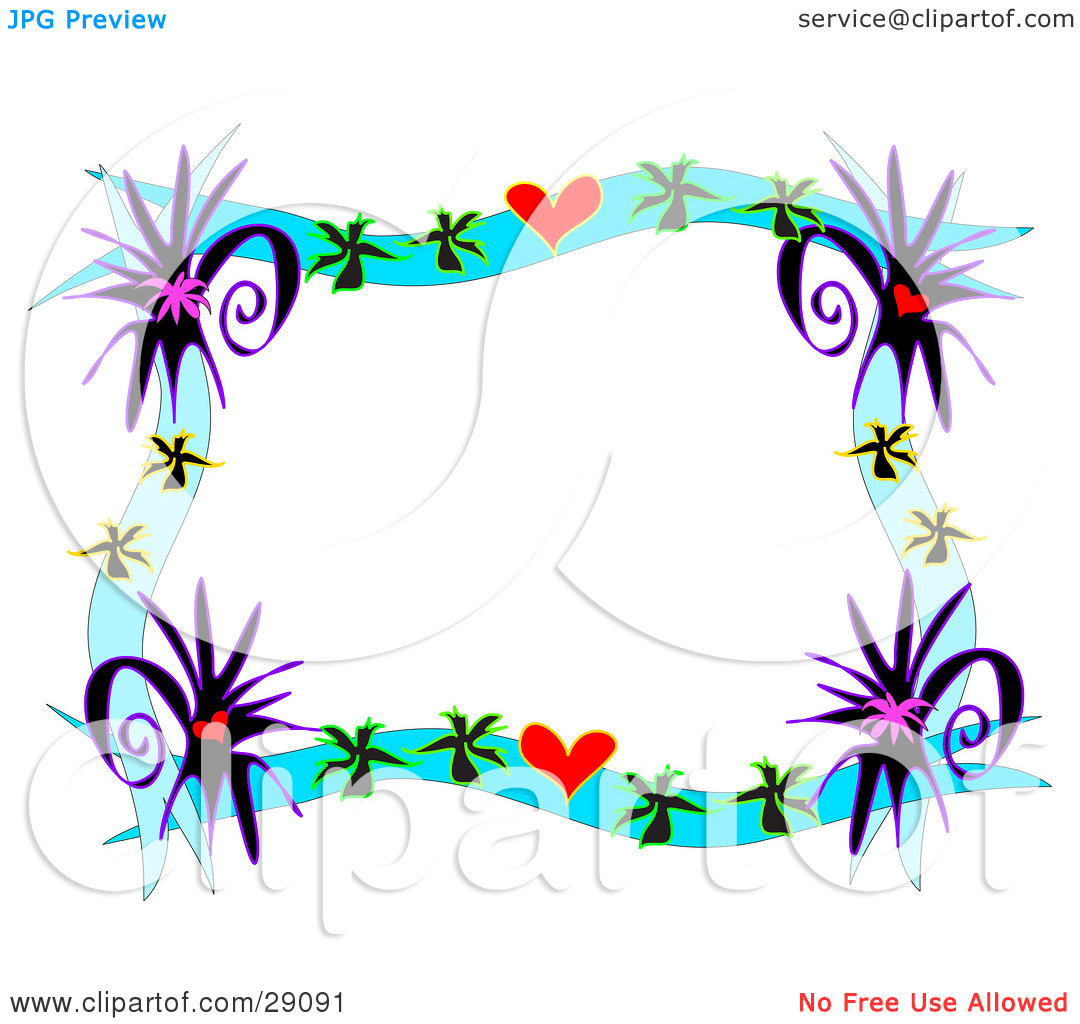 1080x1024 Blue Flowers Borders