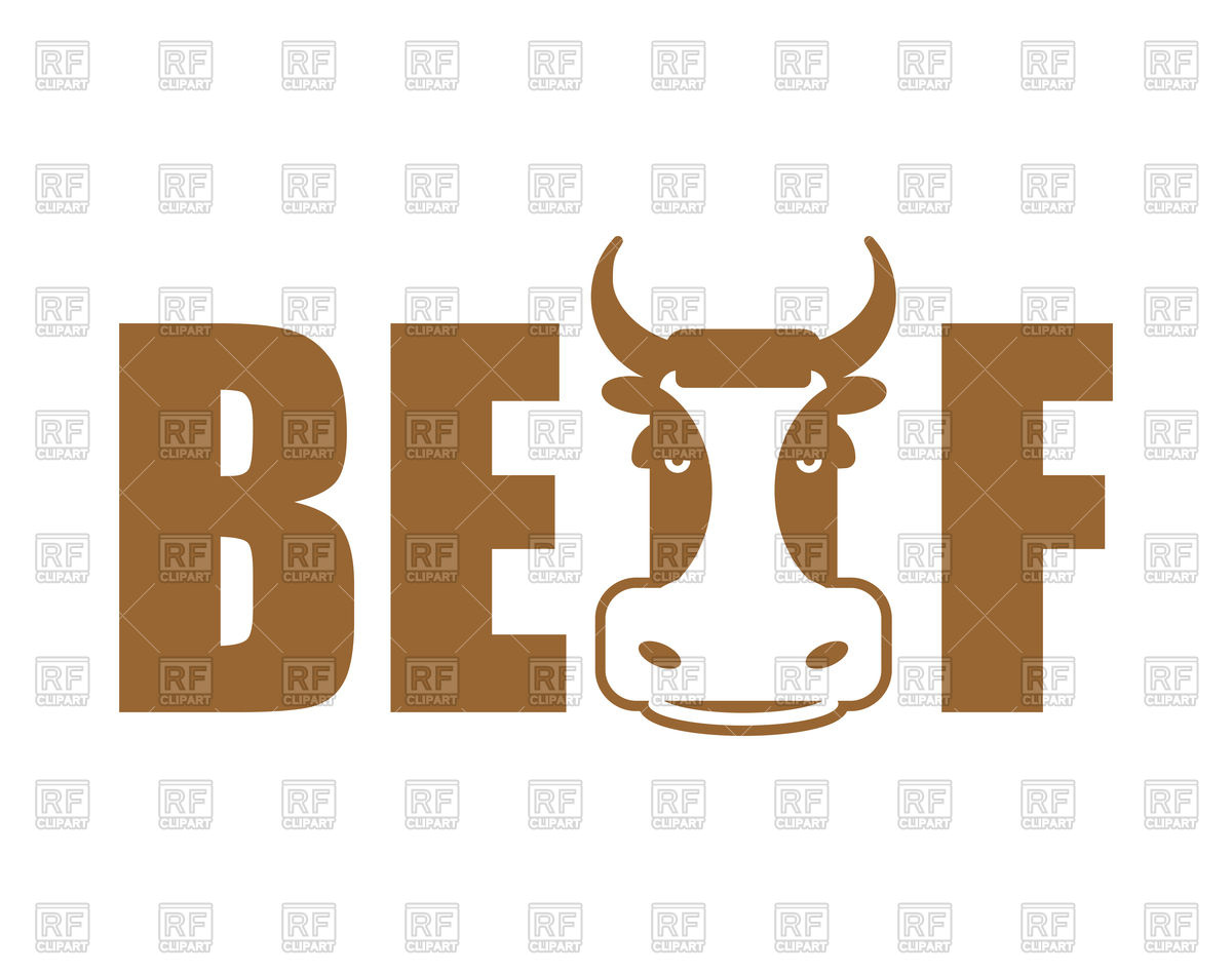 1200x947 Beef Lettering Emblem. Head Of Cow And Letters. Royalty Free