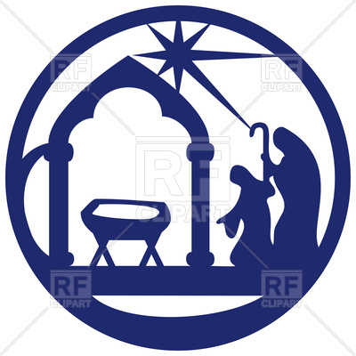 400x400 Blue Silhouette Of Holy Bible Scene Royalty Free Vector Clip Art