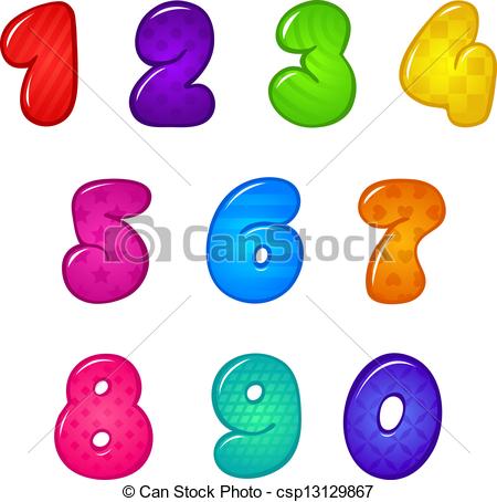 450x454 Set Of Cartoon Colorful Numbers Clip Art Vector