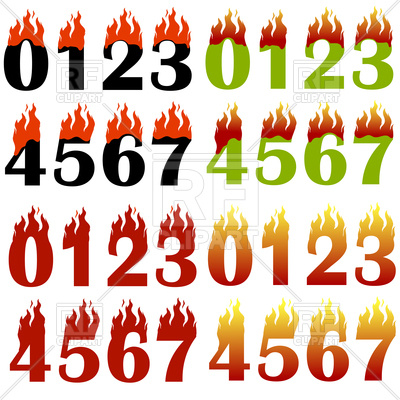 400x400 Burning Numbers On White Background Royalty Free Vector Clip Art