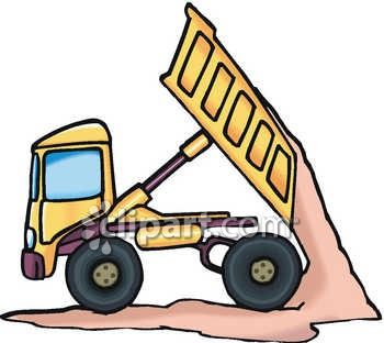350x312 A Dump Truck Dumping A Load Of Dirt