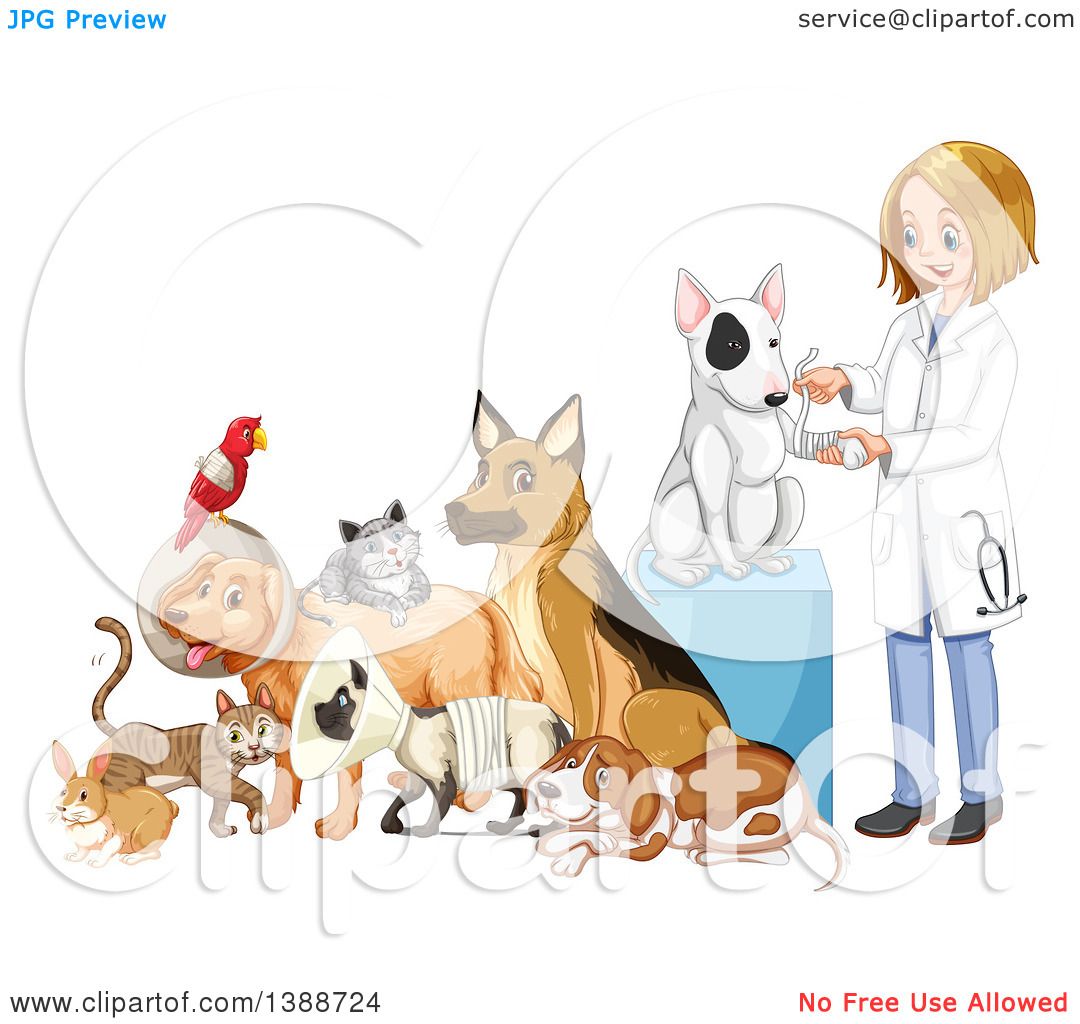 1080x1024 Clipart Of A Caring Dirty Blond White Female Veterinarian Tending