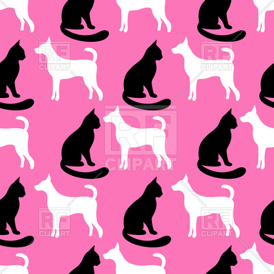 400x400 Animal Seamless Pattern Of Cat And Dog Silhouettes Royalty Free