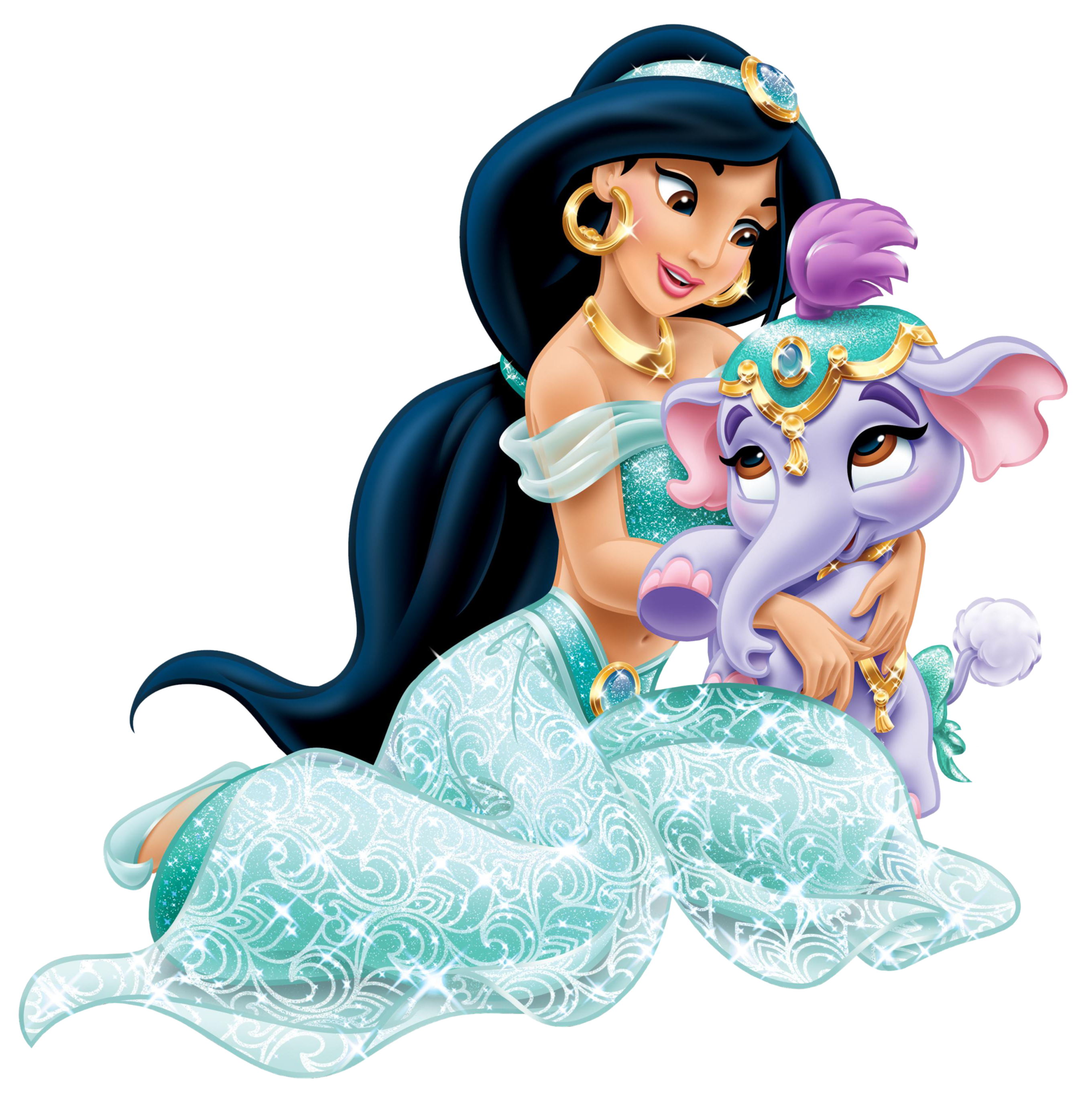 2721x2733 Disney Princess Jasmine With Cute Elephant Transparent Png Clip