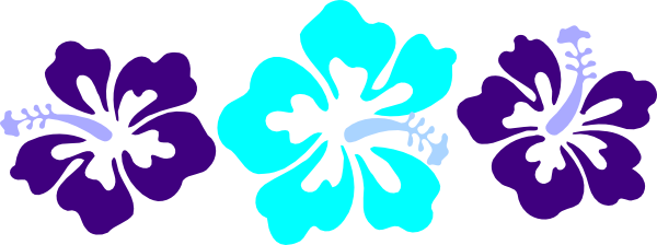 600x224 Blue Hawaiian Flowers Clip Art