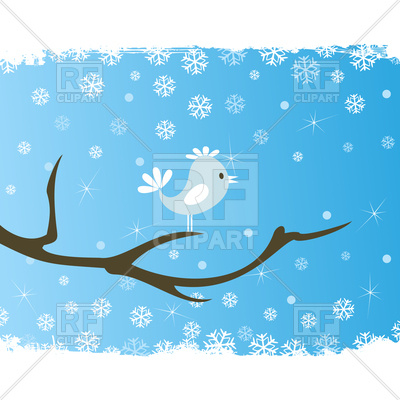400x400 Bird Sits On Winter Tree Royalty Free Vector Clip Art Image