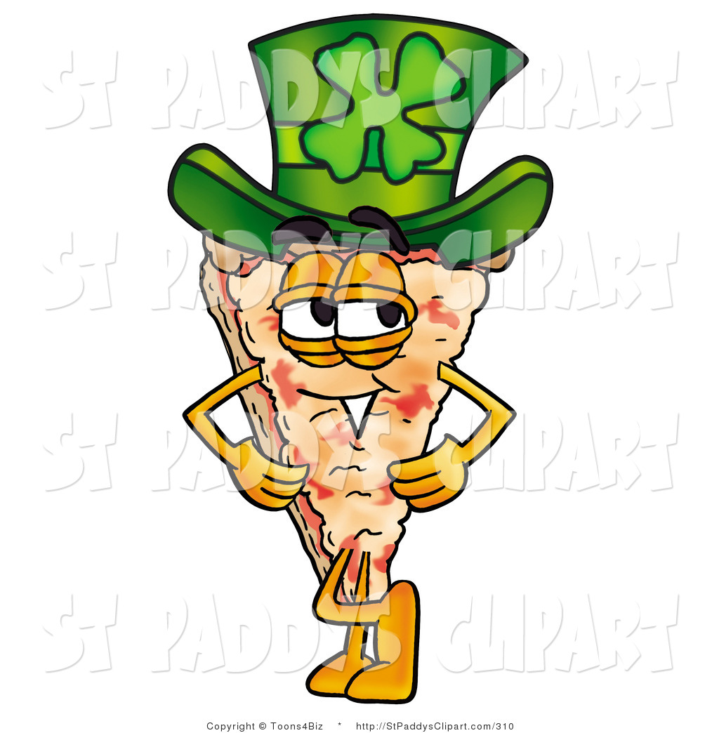 1024x1044 Cliprt Of St Patricks Day Slice Of Pizza Character Wearing