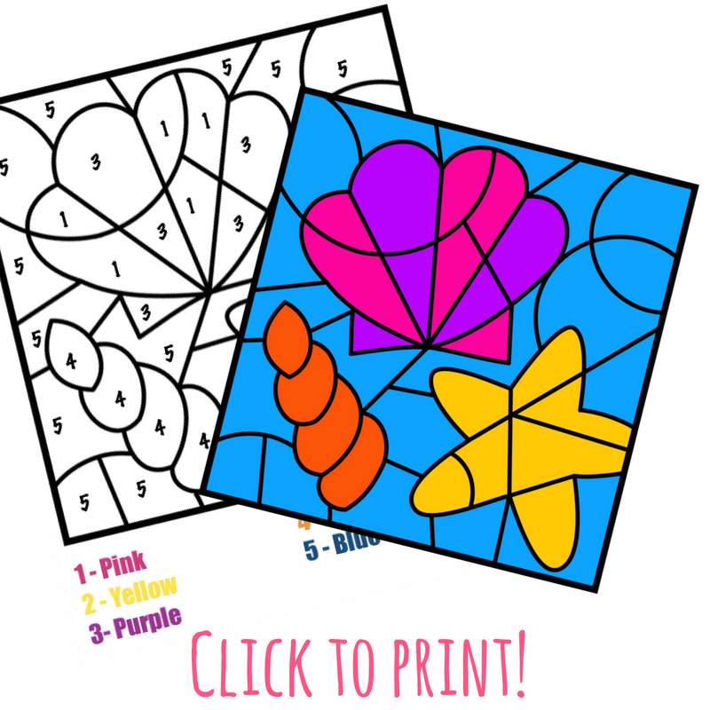 800x800 Free Color By Number Beach Printable