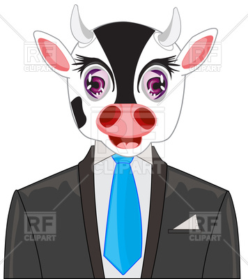 356x400 Cow In Suit With Tie Royalty Free Vector Clip Art Image