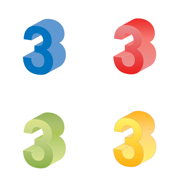 640x640 Number 3 Number 3 3 Dimension 3 Red Yellow Blue Green