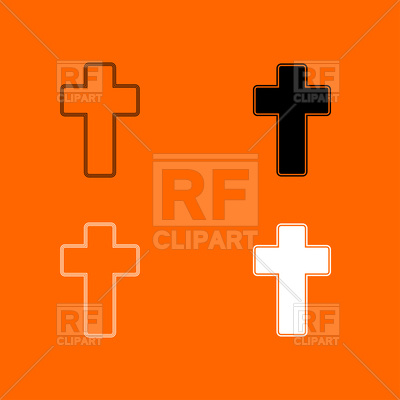 400x400 Church Cross Set Icon On Orange Background Royalty Free Vector