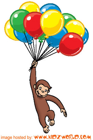 300x450 Collection Of Curious George With Balloons Clipart High