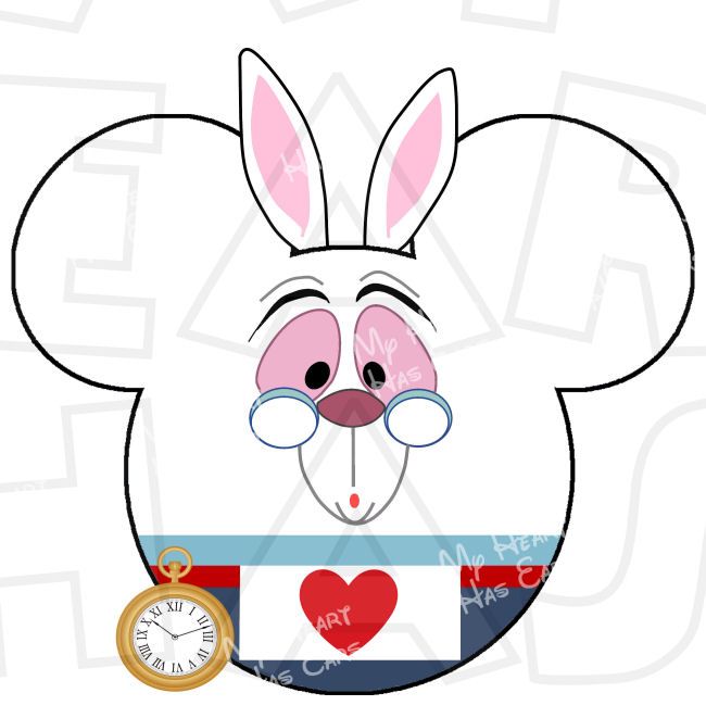 650x661 White Rabbit Mickey Mouse Head Ears Instant Download Digital Clip