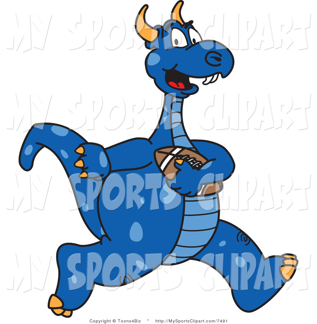 1024x1044 Sports Clip Art Of A Dragon Mascot Running With A Football By