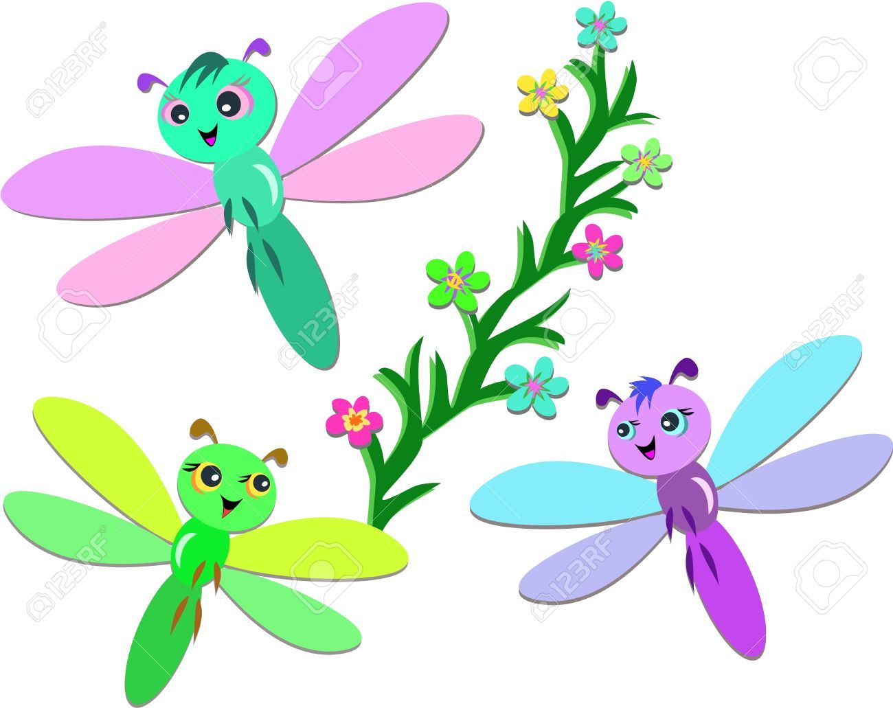 1300x1031 Trio Of Cute Dragonflies Royalty Free Cliparts, Vectors, And Stock