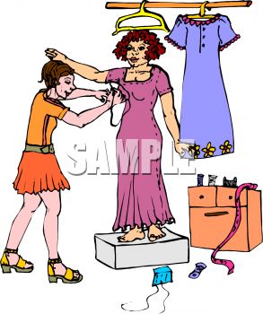 293x350 Seamstress Fitting A Customer For A Dress