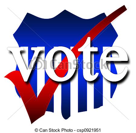 450x439 Red White And Blue Vote And Tick Symbols For Elections Clipart