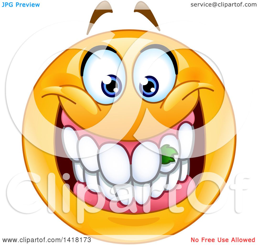 1080x1024 Clipart Of A Grinning Emoji Smiley Face With Food Stuck In His
