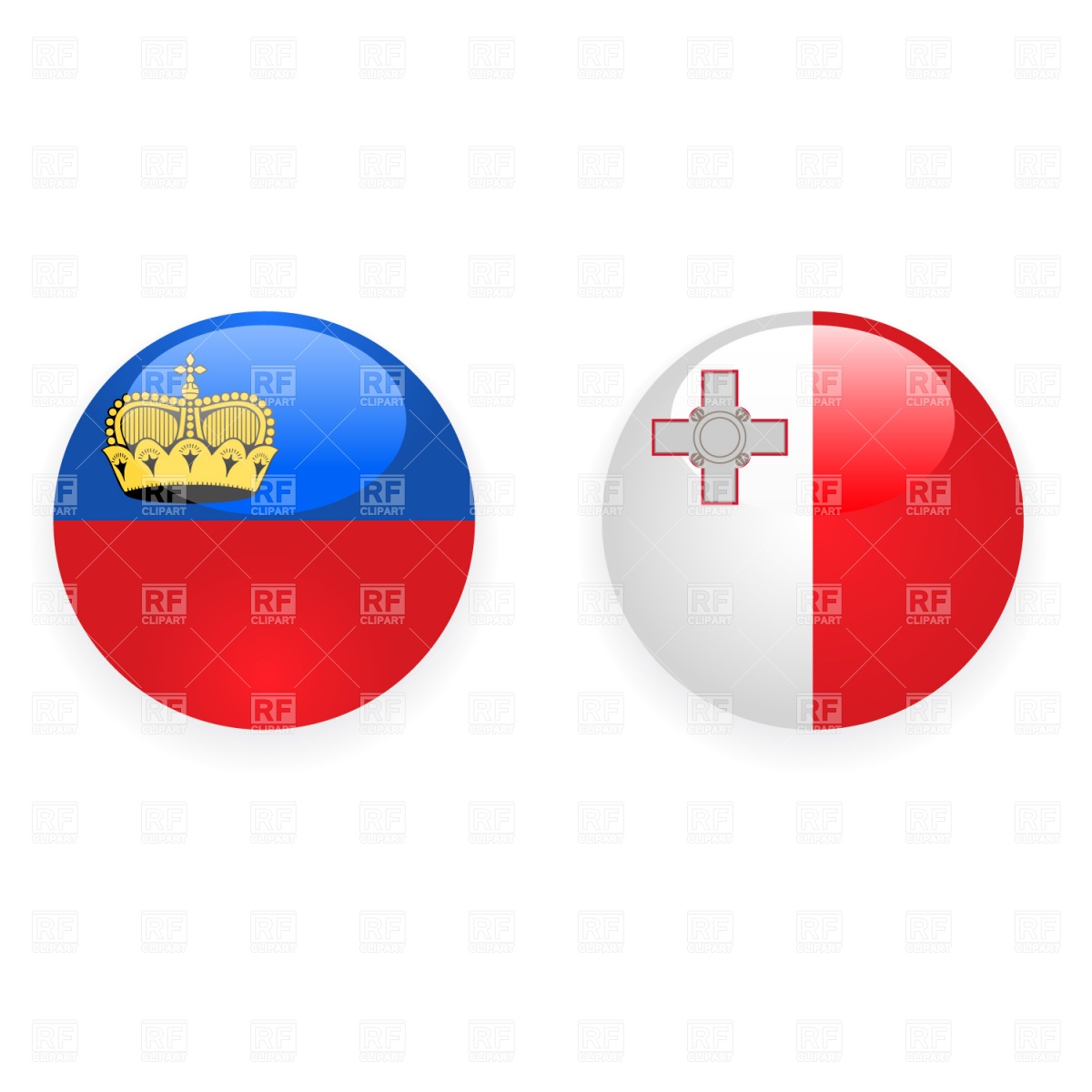 1200x1200 Liechtenstein And Malta Button Flags Royalty Free Vector Clip Art