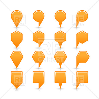 400x400 Orange Map Pins In Geometric Shapes Royalty Free Vector Clip Art