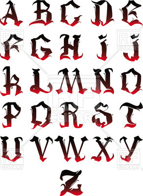 291x400 Gothic Alphabet Royalty Free Vector Clip Art Image