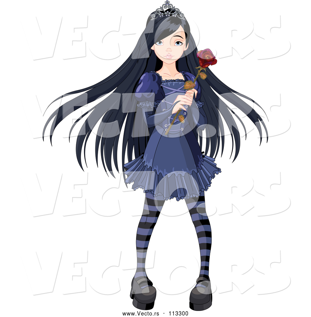 1024x1044 Vector Of Dark Gothic Princess With Long Black Hair, Holding