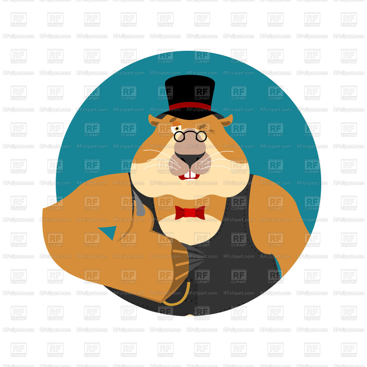 1200x1200 Groundhog In Hat Thumbs Up And Winks Royalty Free Vector Clip Art