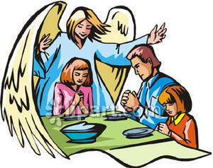 300x237 A Guardian Angel Watching Over A Family Saying Grace At The Table