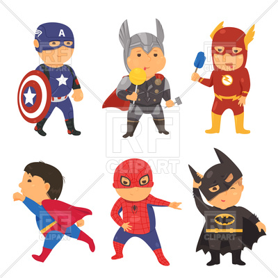 400x400 Cartoon Superhero Costume Kids Royalty Free Vector Clip Art Image