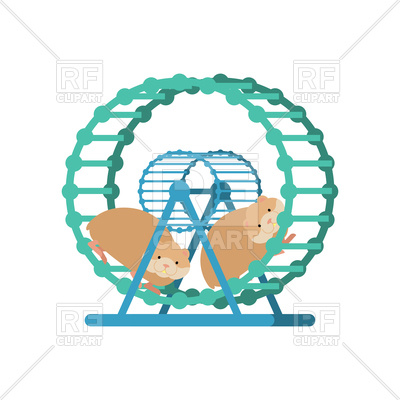 400x400 Hamster In Wheel Isolated Royalty Free Vector Clip Art Image