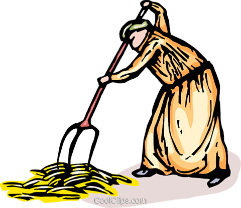 480x415 Farmer Gathering Harvest Or Crop Royalty Free Vector Clip Art