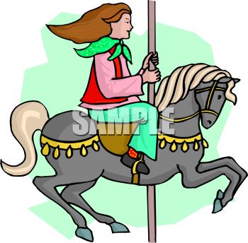 350x344 Picture Of A Girl Riding On A Horse And Carousel In A Vector Clip