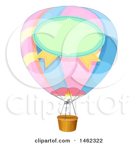 450x470 Clipart Of A Label On A Pastel Hot Air Balloon