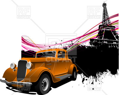 400x320 Retro Car Of The Fiftieth Years And Eiffel Tower Royalty Free