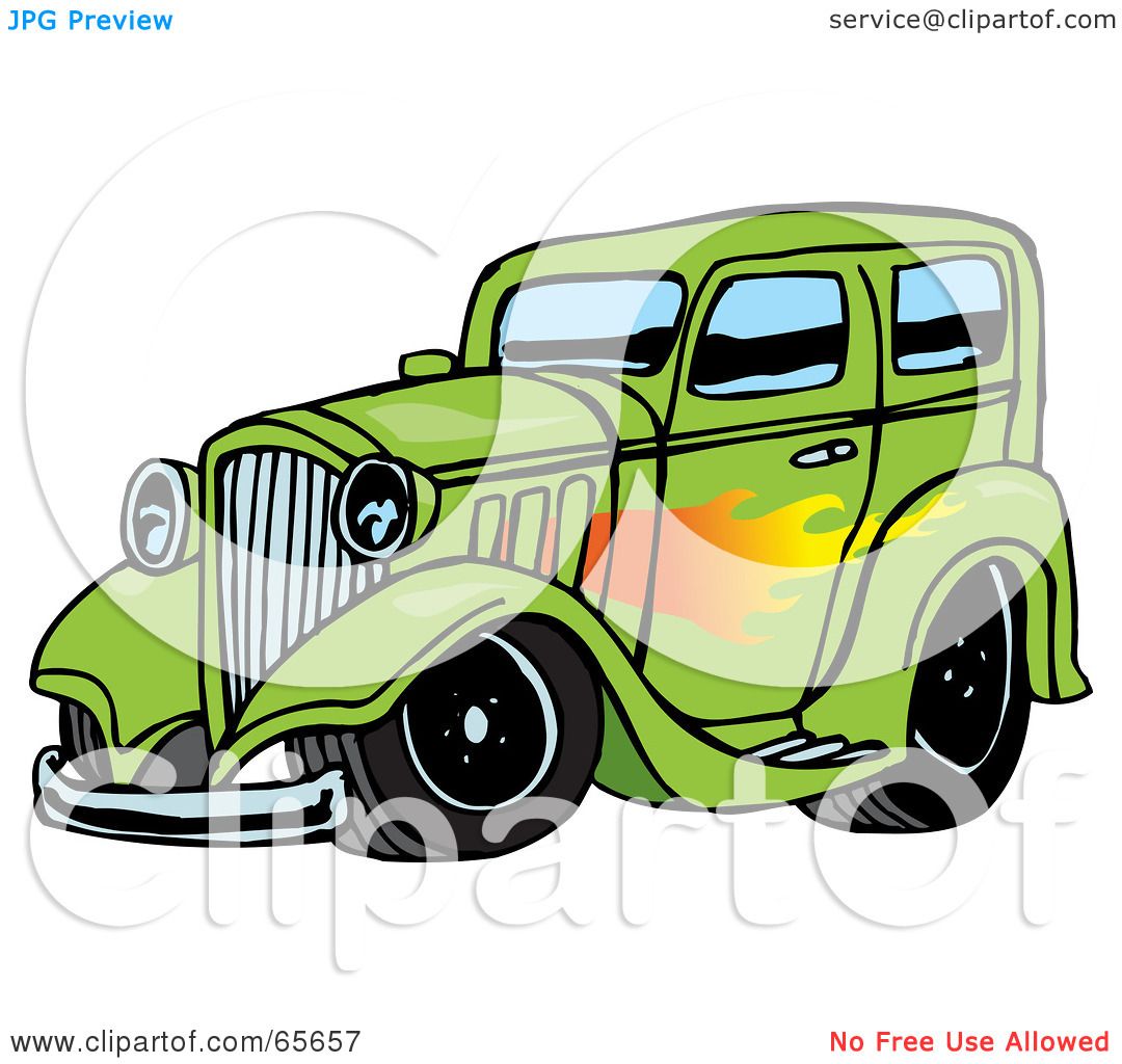 1080x1024 Royalty Free (Rf) Clipart Illustration Of Green Hot Rod