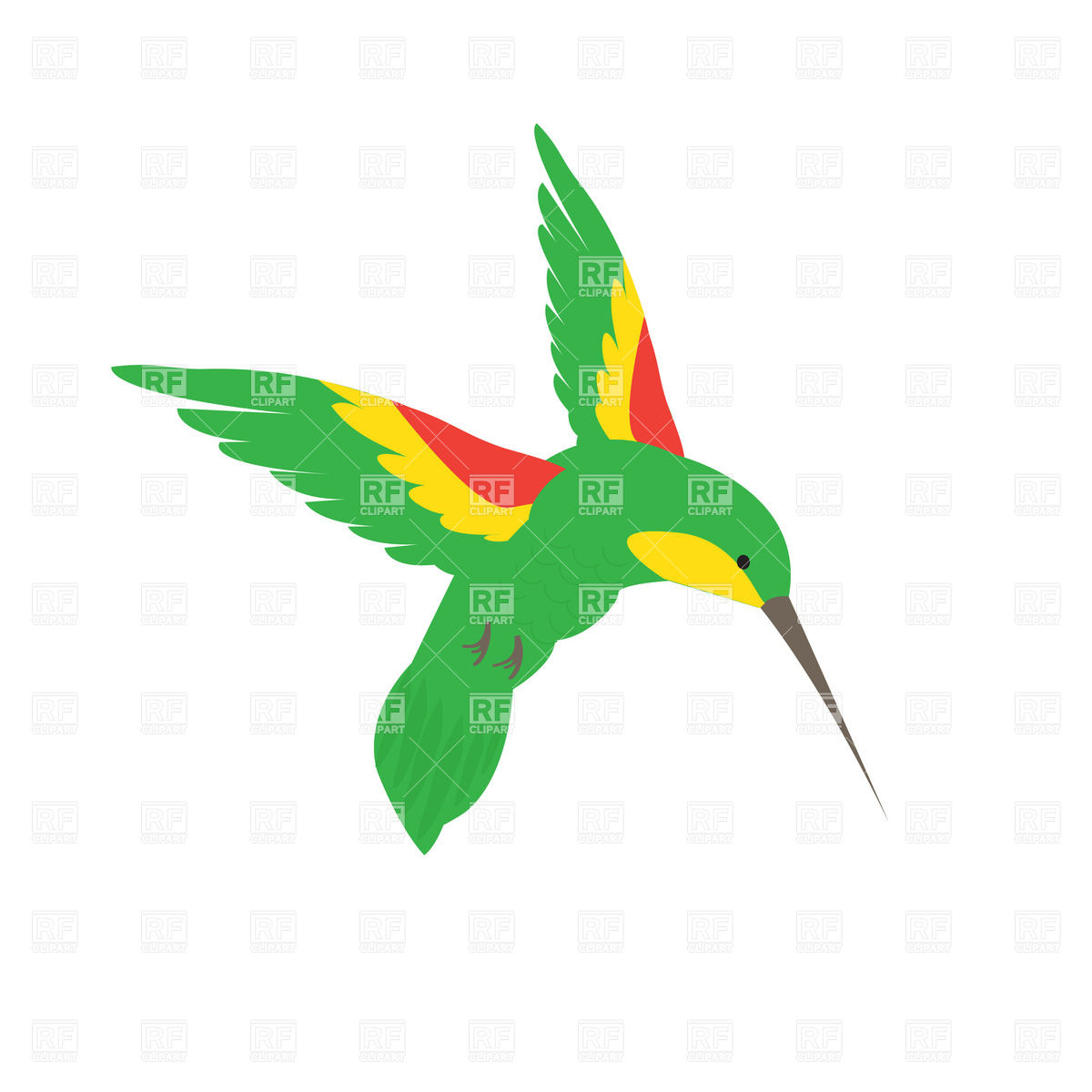 1200x1200 Flying Green Hummingbird Royalty Free Vector Clip Art Image