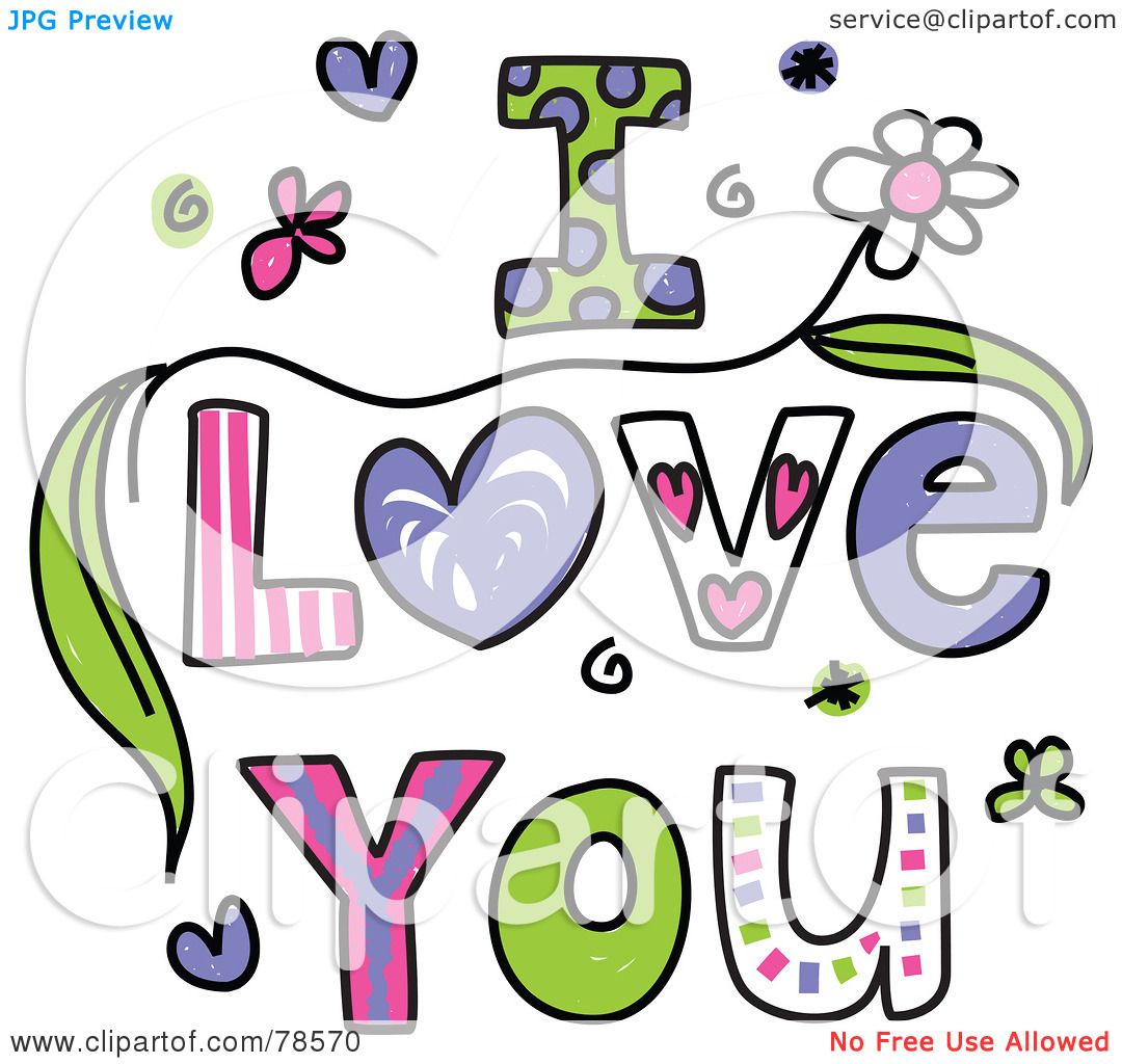 1080x1024 Royalty Free (Rf) Clipart Illustration Of Colorful I Love You