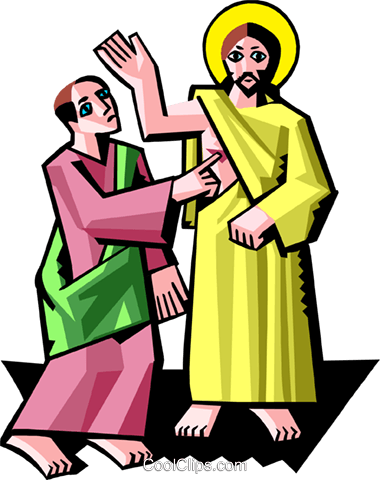 380x480 Jesus With Thomas Royalty Free Vector Clip Art Illustration