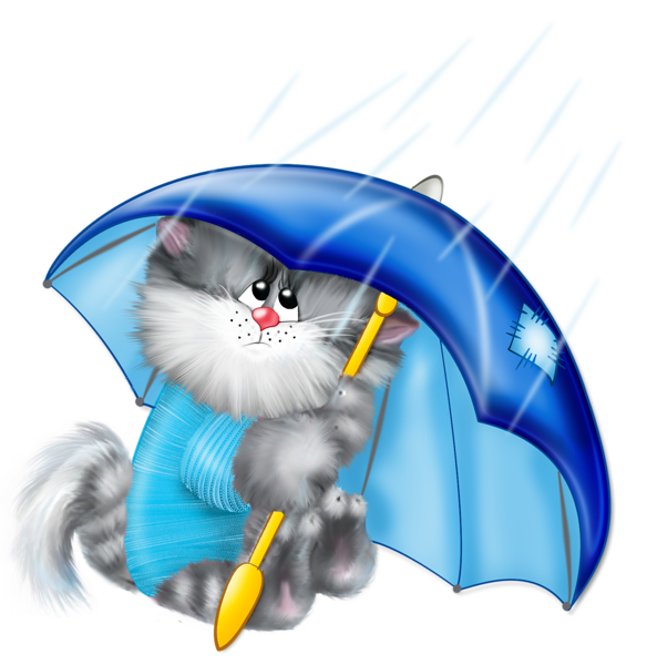 593x600 Cat With Umbrella Png Free Clipart. It's Raining Pompoms