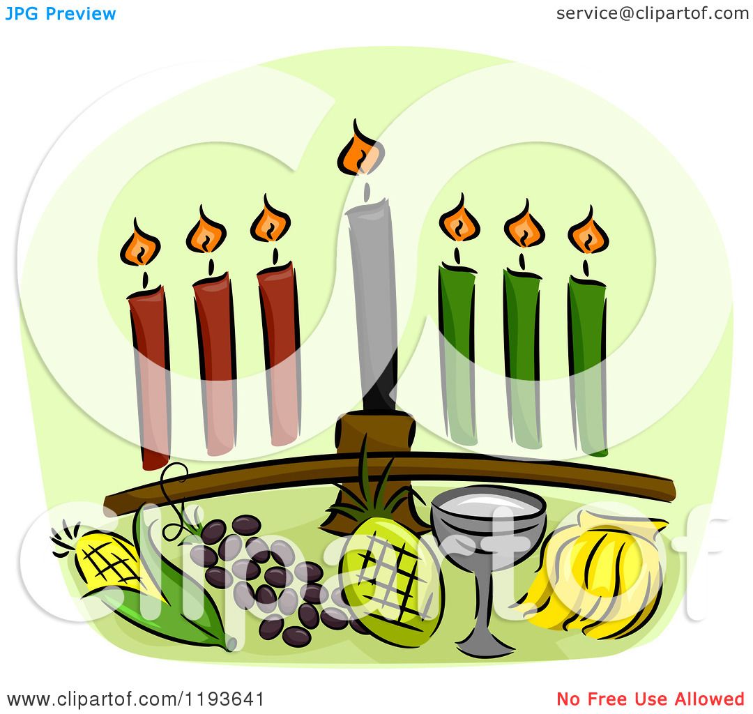 1080x1024 Cartoon Of A Kwanzaa Kinara And Other Holiday Items Over Green