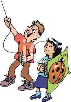 245x350 Kids Flying A Ladybug Kite