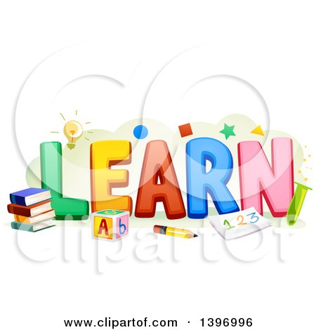 450x470 Clipart Of The Word Learn With School Items