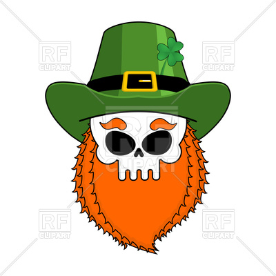 400x400 Skull Of Leprechaun With Red Beard. Irish Cap. Royalty Free Vector