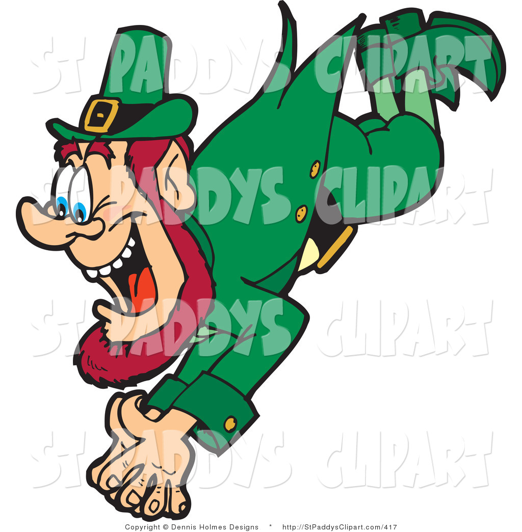 1024x1044 Vector Clip Art Of A Saint Patricks Day Irish Leprechaun Diving