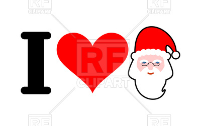 400x251 I Love Santa, Heart And Face Of Santa Royalty Free Vector Clip Art