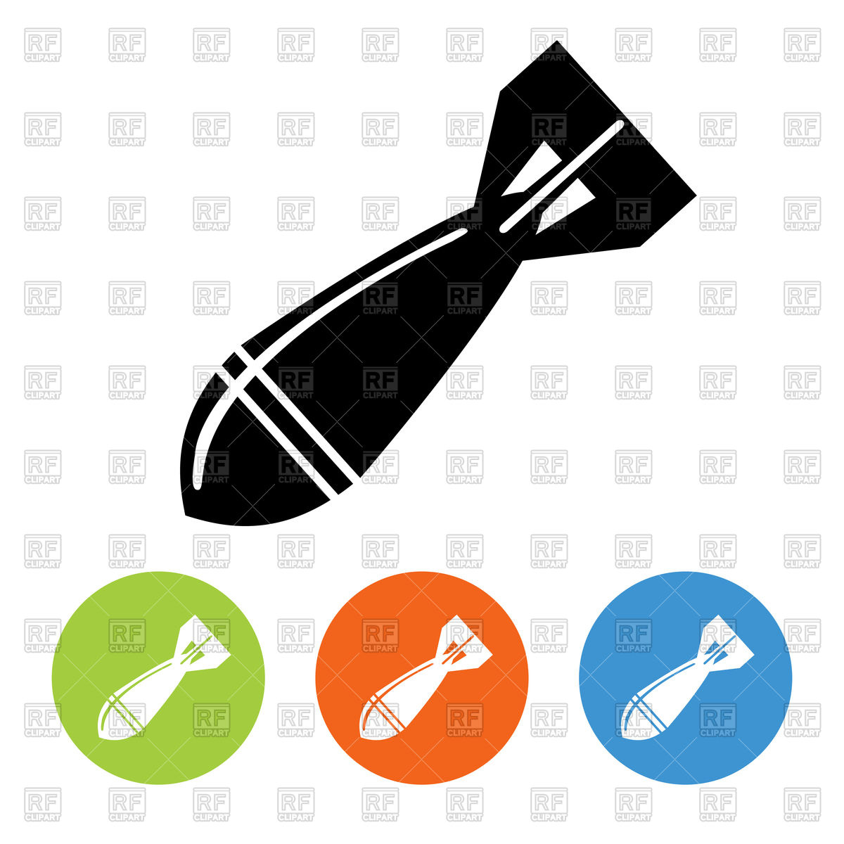 1200x1200 Military Rocket Icons, Flat Design Royalty Free Vector Clip Art